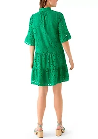 Petite Tiered Eyelet Shirtdress