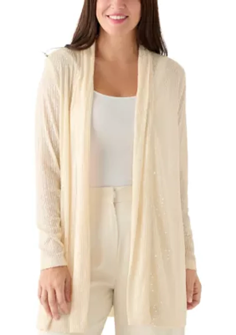 Women's Drape Front Sequin Cardigan