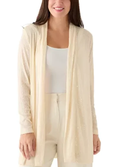 Women's Drape Front Sequin Cardigan