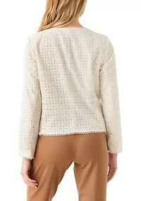 Petite Button Front Eyelet Jacket