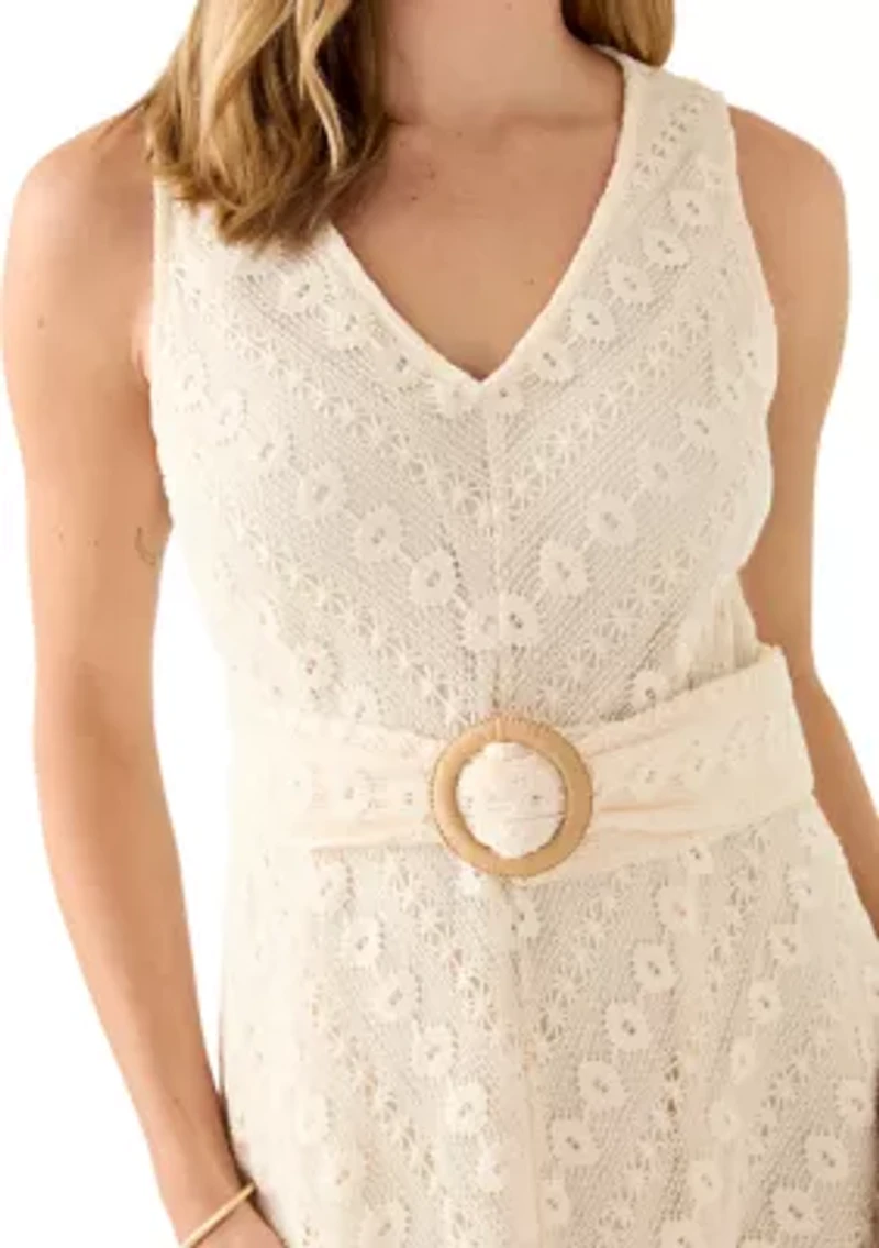 Petite V-Neck Patio Lace Dress