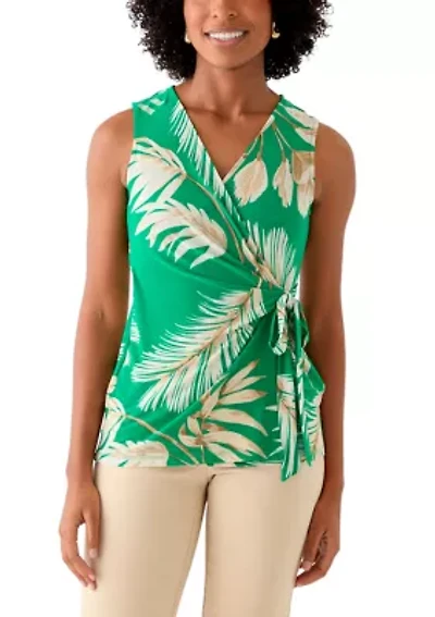 Petite Printed Wrap Top