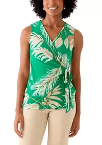 Petite Printed Wrap Top