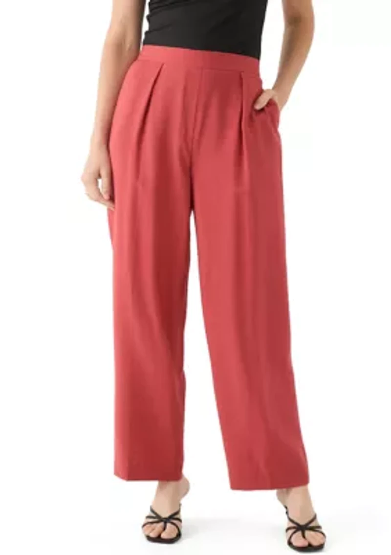 Petite Pleat Front Wide Leg Pants