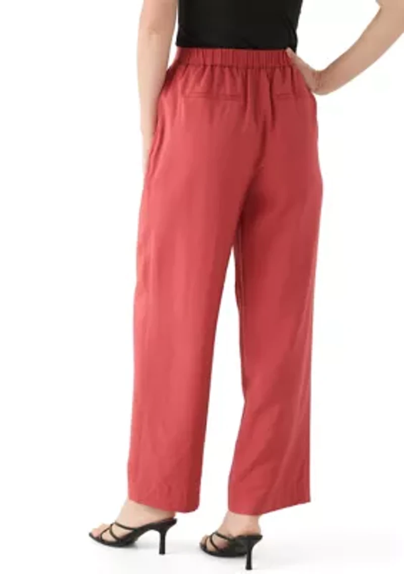 Petite Pleat Front Wide Leg Pants