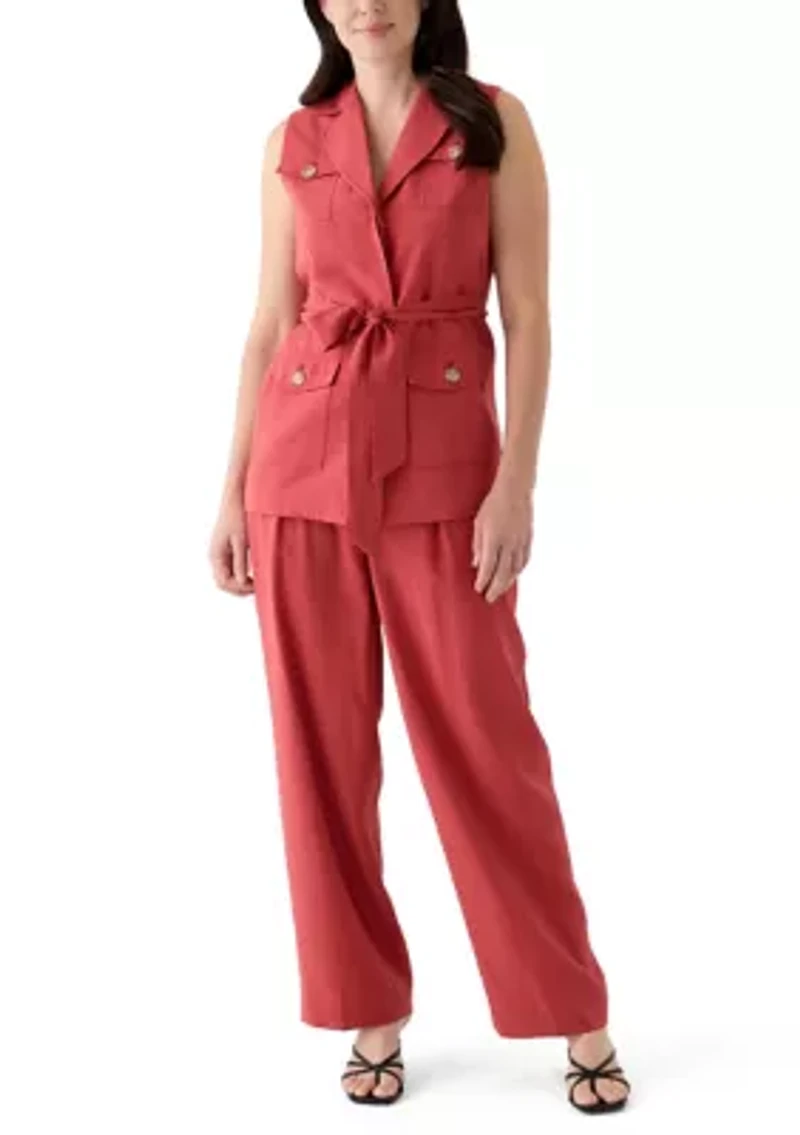 Petite Pleat Front Wide Leg Pants