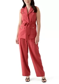 Petite Pleat Front Wide Leg Pants