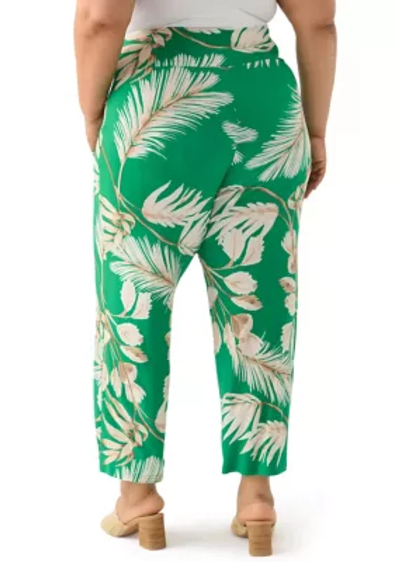 Plus Tropical Print Wide Leg Palazzo Pants