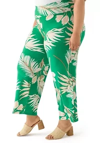 Plus Tropical Print Wide Leg Palazzo Pants