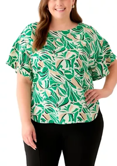 Plus Tropical Print Blouse