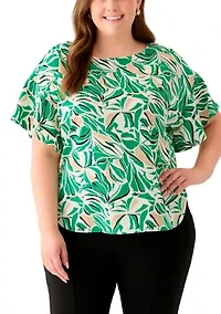 Plus Tropical Print Blouse