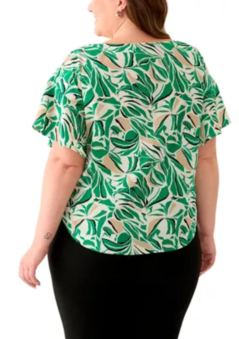Plus Tropical Print Blouse