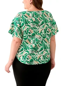 Plus Tropical Print Blouse