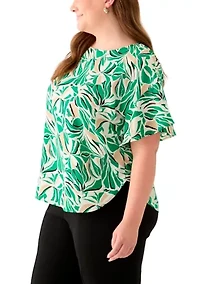 Plus Tropical Print Blouse