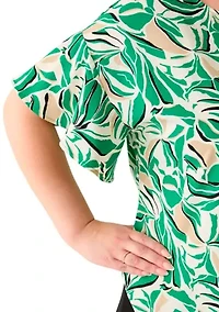 Plus Tropical Print Blouse