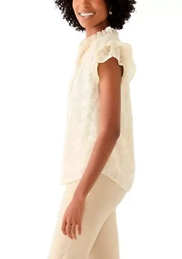 Women's Double Ruffle Tie Neck Blouse