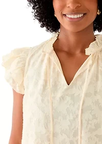 Women's Double Ruffle Tie Neck Blouse
