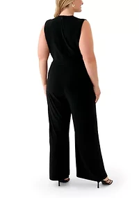 Plus Sleeveless V-Neck Jumpsuit
