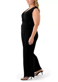 Plus Sleeveless V-Neck Jumpsuit