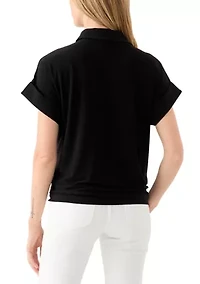 Petite Button Front Blouse