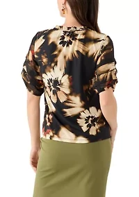 Petite Elbow Sleeve Floral Top