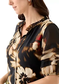 Petite Elbow Sleeve Floral Top