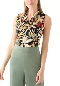 Petite Sleeveless Pleat Front Shell