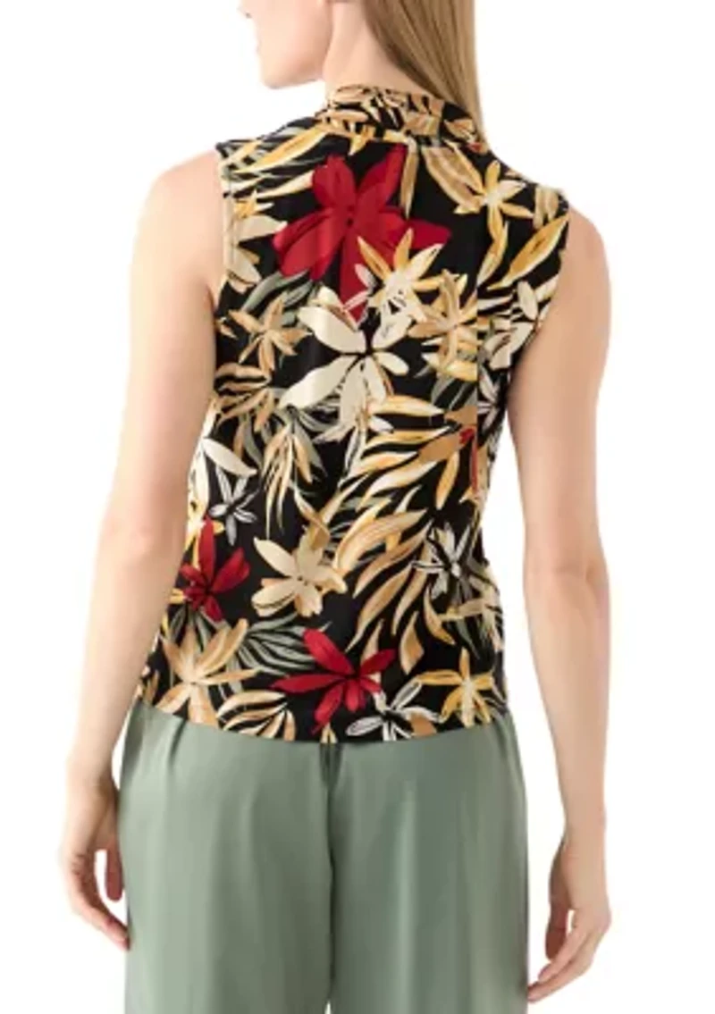 Petite Sleeveless Pleat Front Shell