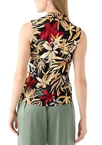 Petite Sleeveless Pleat Front Shell