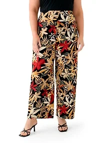 Plus Pull On Wide Waistband Printed Palazzo Pants