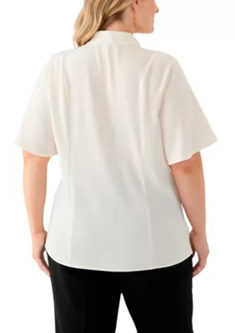 Plus Short Sleeve Lace Trim Top