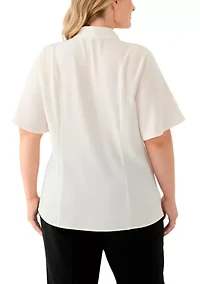 Plus Short Sleeve Lace Trim Top