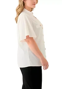 Plus Short Sleeve Lace Trim Top