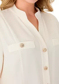 Plus Short Sleeve Lace Trim Top