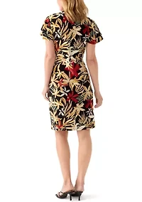 Women's Flutter Sleeve Classic Wrap Dress