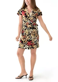 Petite Flutter Sleeve Wrap Dress