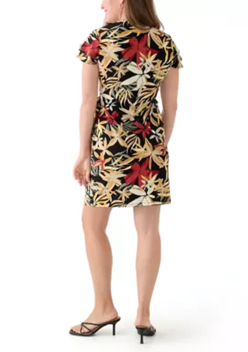 Petite Flutter Sleeve Wrap Dress