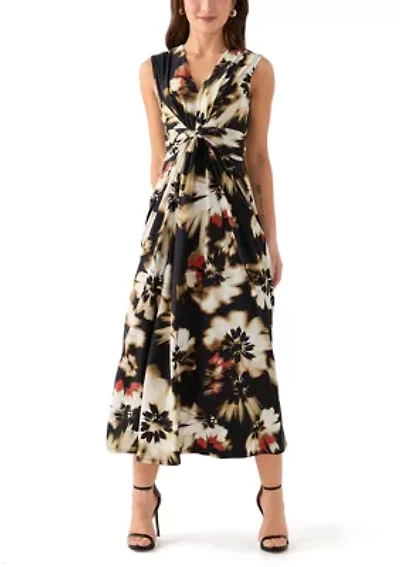 Petite Sleeveless Printed V-Neck Dress