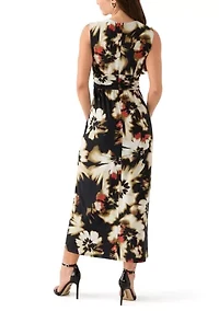 Petite Sleeveless Printed V-Neck Dress