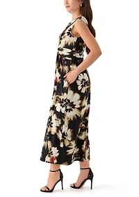Petite Sleeveless Printed V-Neck Dress
