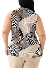Plus Printed Triple Pleated Blouse