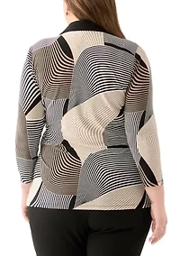 Plus Printed Knit Wrap Top