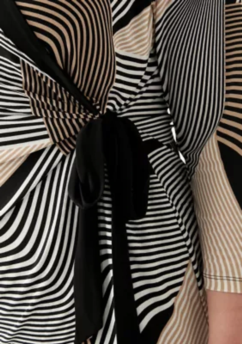 Plus Printed Knit Wrap Top