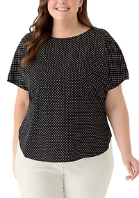 Plus Polka Dot Boat Neck Top