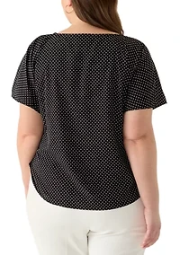 Plus Polka Dot Boat Neck Top