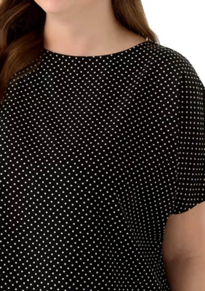 Plus Polka Dot Boat Neck Top