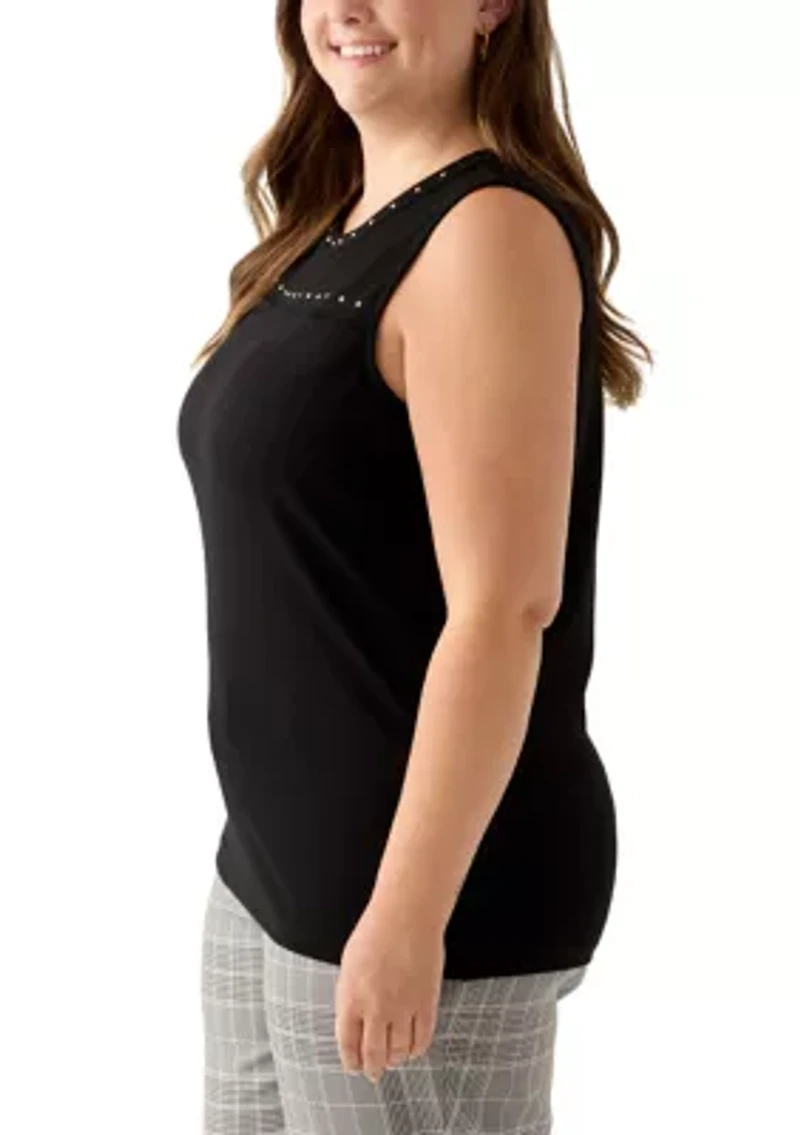 Plus Serenity Kit Top with Heatset Studded Trim