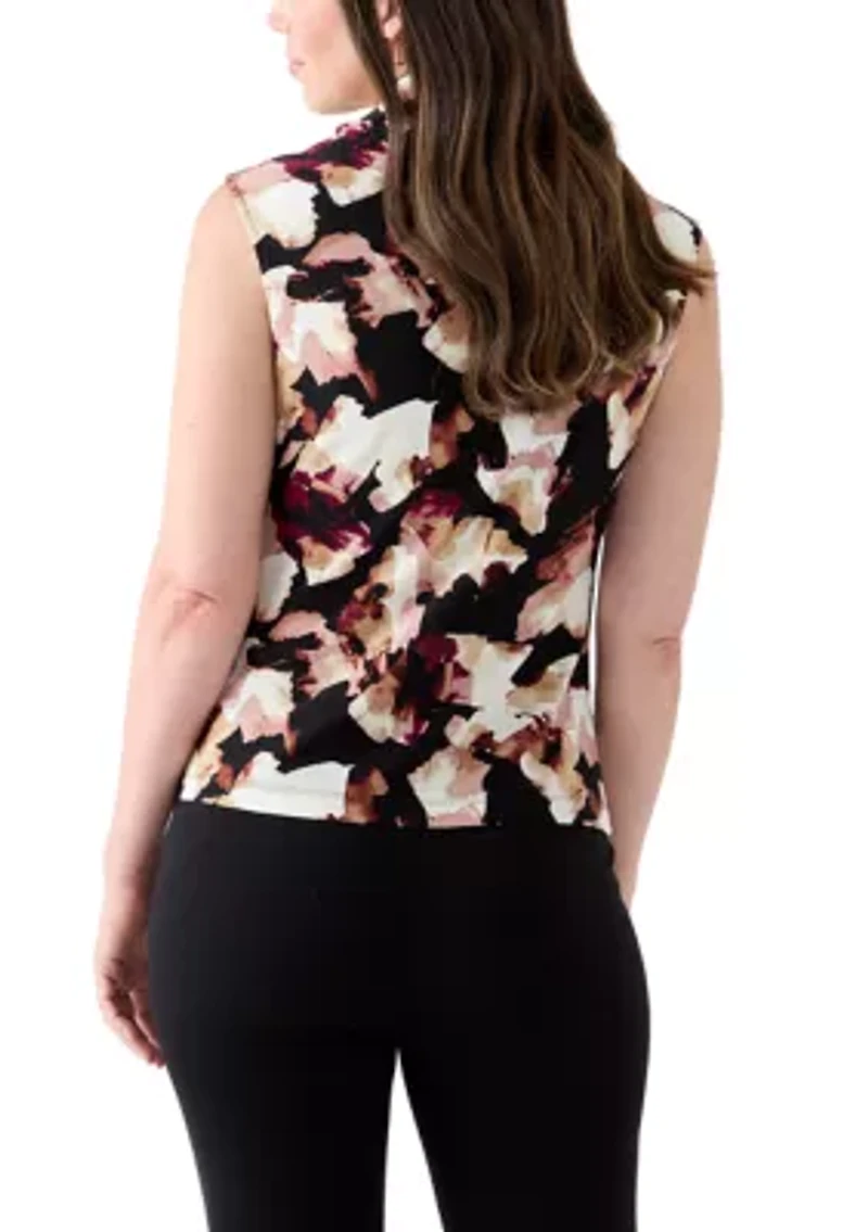 Women's Extended Shoulder Cowl Neck Floral Top