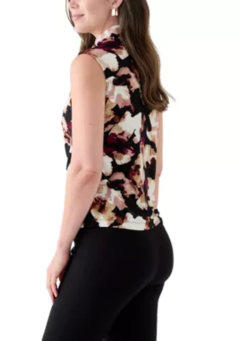 Women's Extended Shoulder Cowl Neck Floral Top
