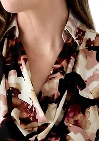 Women's Extended Shoulder Cowl Neck Floral Top